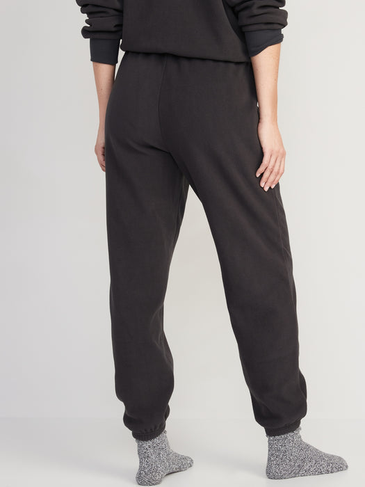 High-Waisted Microfleece Lounge Jogger Sweatpants for Women - Black