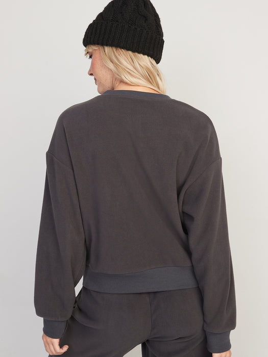 Microfleece Henley Lounge Sweatshirt for Women