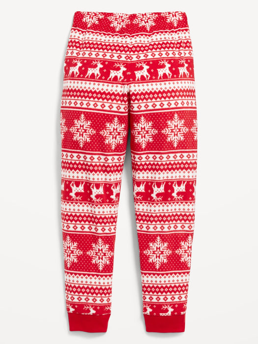 Matching Printed Microfleece Jogger Pajama Pants for Girls - Multi