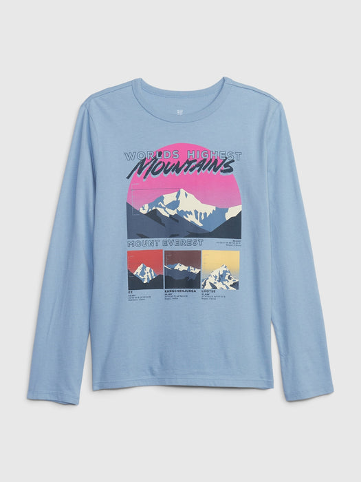 Kids 100% Organic Cotton Graphic T-Shirt - blue suede