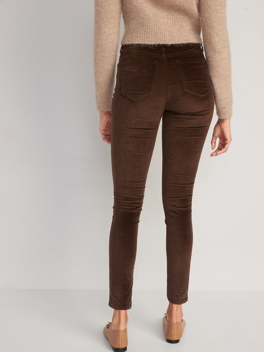 High-Waisted Rockstar Super-Skinny Velvet Pants for Women - Brown