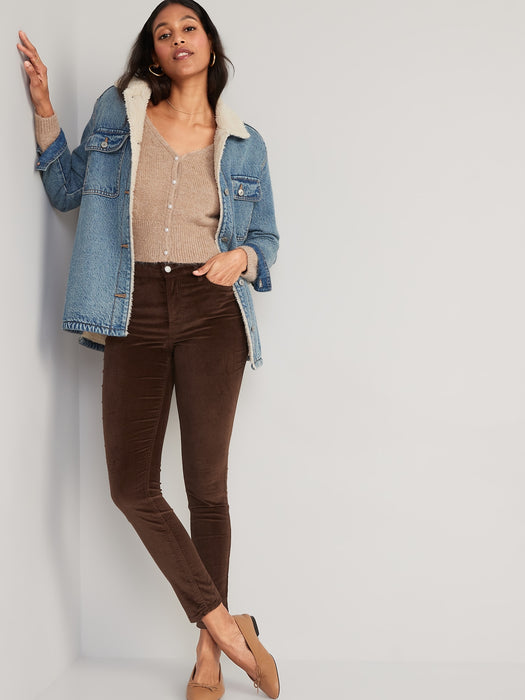 High-Waisted Rockstar Super-Skinny Velvet Pants for Women - Brown