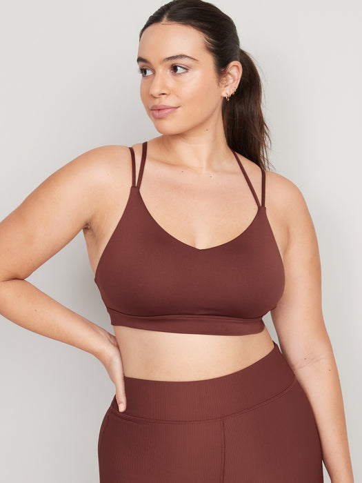 Light Support Strappy V-Neck Sports Bra for Women