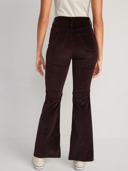 Higher High-Waisted Velvet Flare Pants for Women