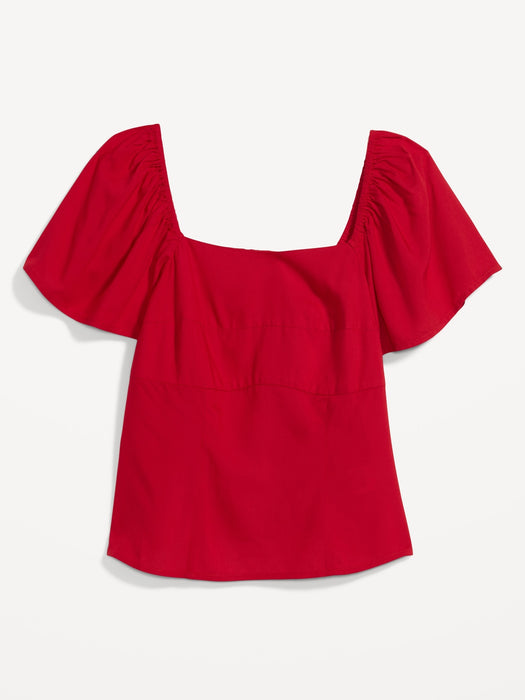 Flutter-Sleeve Smocked Top for Women