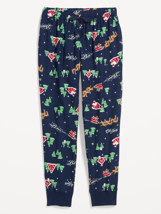 Printed Flannel Jogger Pajama Pants for Women - Blue