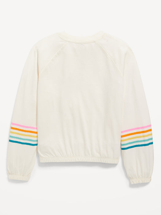 Long-Sleeve Cinched-Hem Graphic Top for Girls