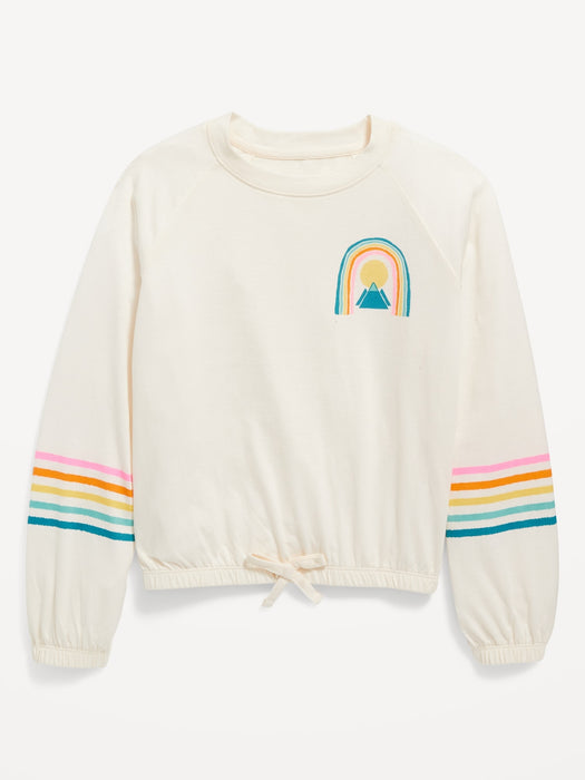 Long-Sleeve Cinched-Hem Graphic Top for Girls