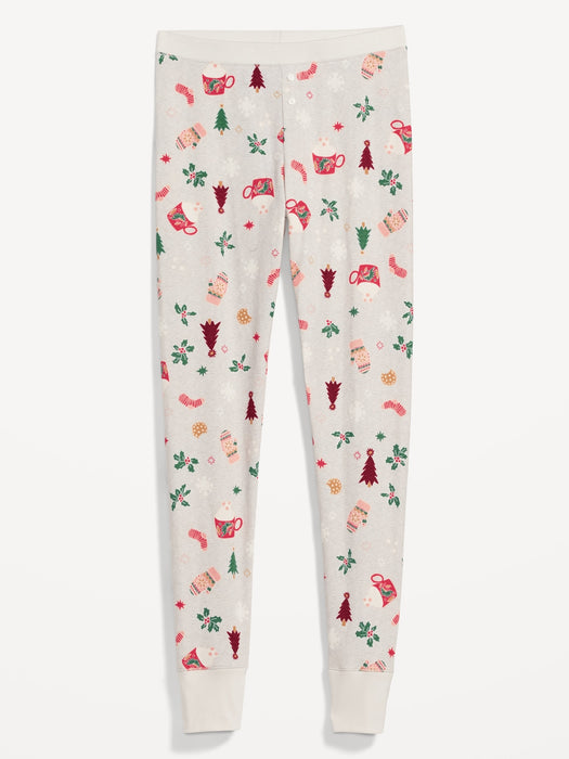 Matching Printed Thermal-Knit Pajama Leggings for Women - Blue