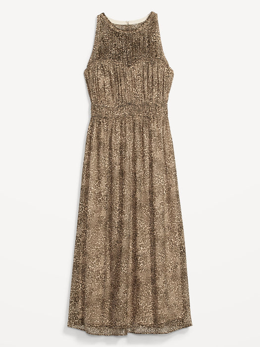 Fit & Flare Shirred Crinkled Maxi Dress for Women