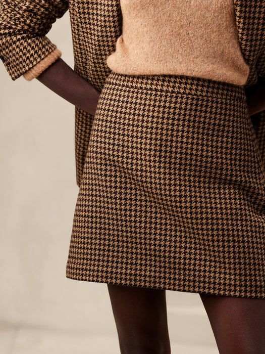 Houndstooth Mini Skirt - Brown Houndstooth