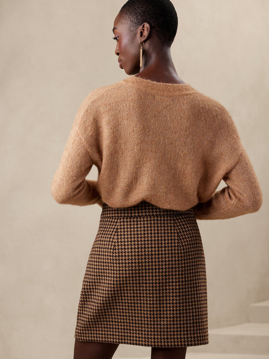 Houndstooth Mini Skirt - Brown Houndstooth