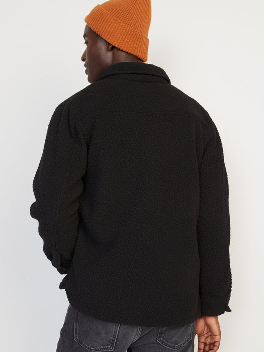 Cozy Sherpa Shacket for Men - Black