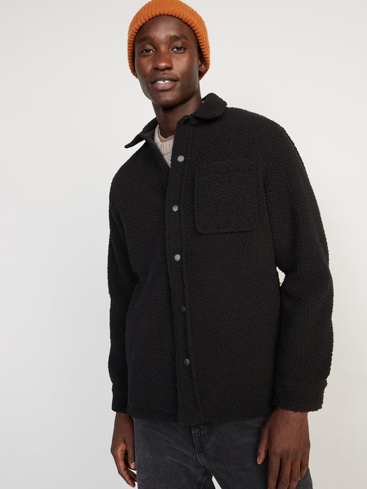 Cozy Sherpa Shacket for Men - Black