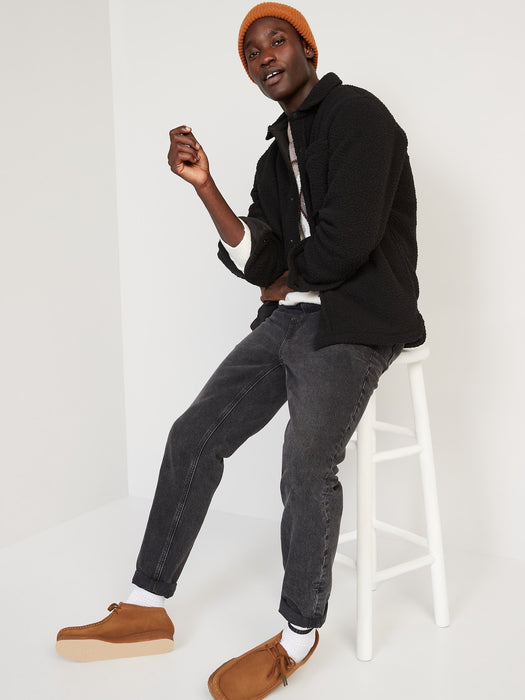 Cozy Sherpa Shacket for Men - Black