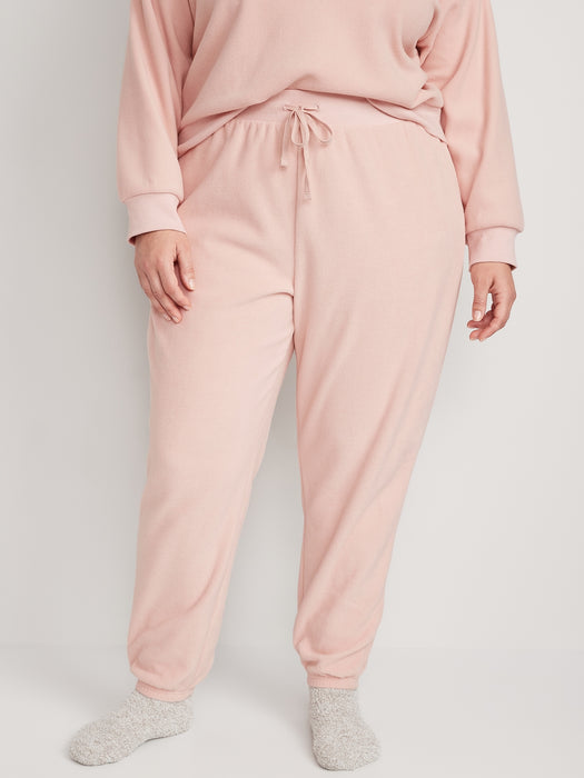 High-Waisted Microfleece Lounge Jogger Sweatpants for Women - Pink