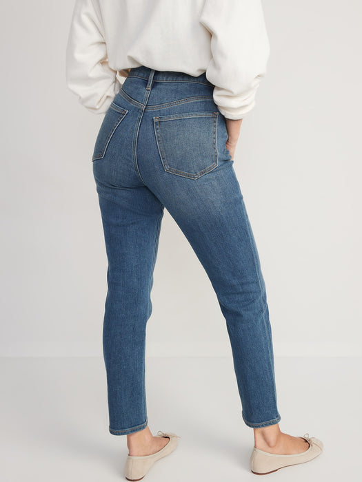 High-Waisted OG Straight Medium-Wash Built-In Warm Ankle Jeans for Women