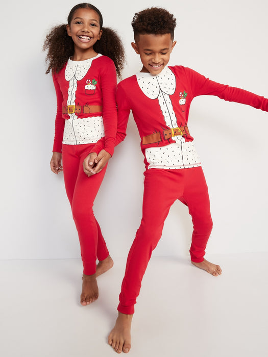 Gender-Neutral Matching Snug-Fit Holiday Pajama Set for Kids - Red