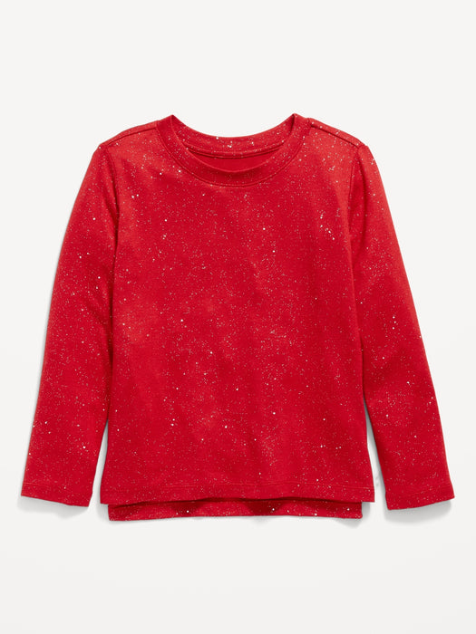 Cozy-Knit Crew-Neck Hi-Lo Hem Top for Girls