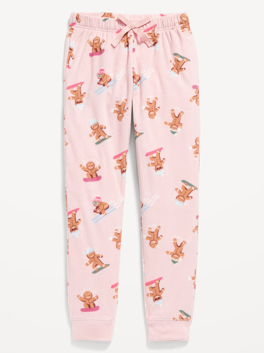 Printed Microfleece Jogger Pajama Pants for Girls - Red