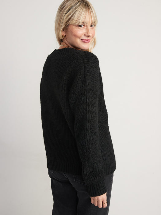 Cozy Shaker-Stitch Cardigan Sweater for Women