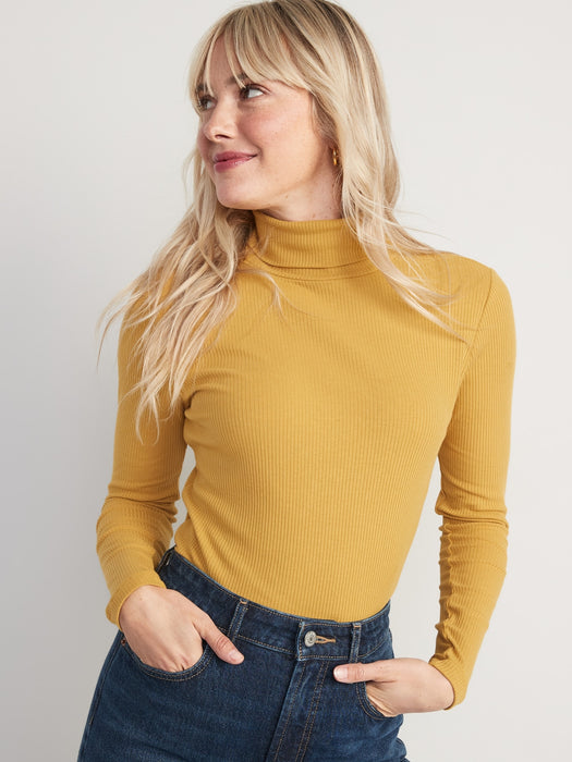 Rib-Knit Turtleneck Top for Women
