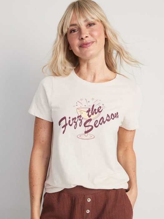 EveryWear Slub-Knit Holiday Graphic T-Shirt for Women