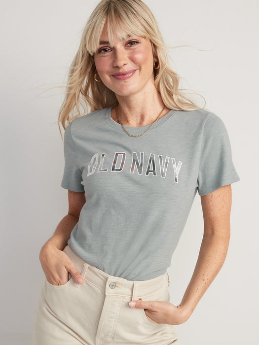 EveryWear Logo Graphic Slub-Knit T-Shirt for Women - Silver