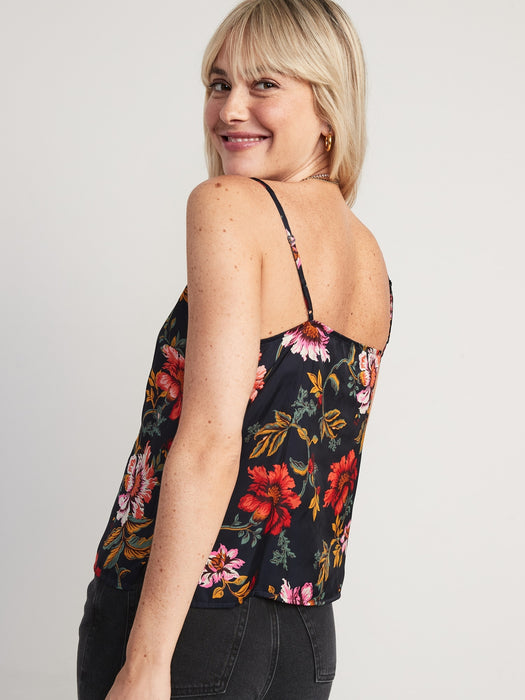 V-Neck Satin Cami Top for Women