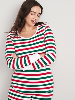 Printed Thermal-Knit Long-Sleeve Pajama Top for Women