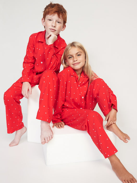 Gender-Neutral Matching Flannel Pajama Set for Kids