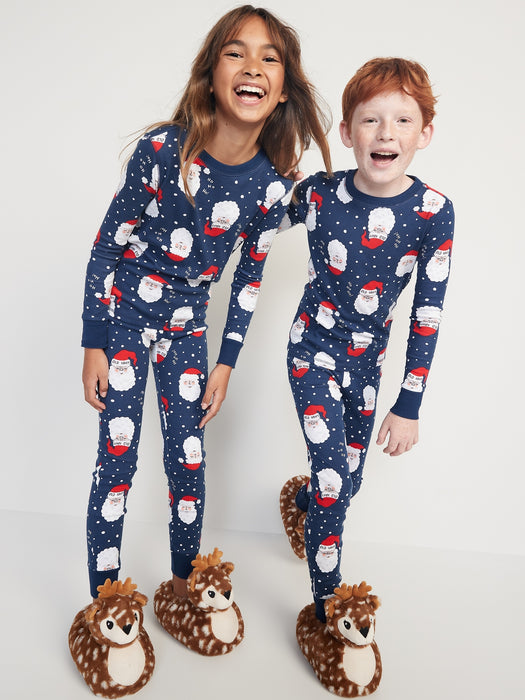 Matching Santa Claus Gender-Neutral Snug-Fit Pajamas for Kids