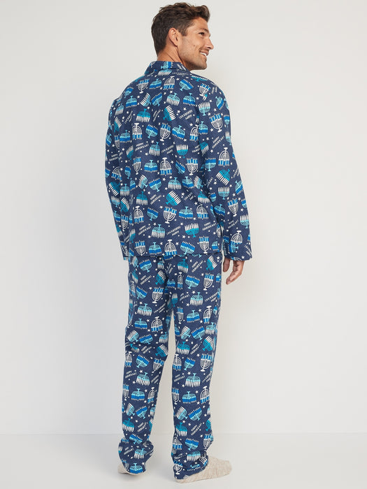 Matching Holiday Print Flannel Pajamas Set for Men - Multi