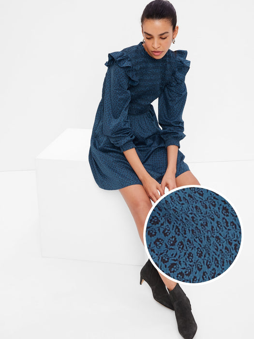 Smocked Ruffle Sleeve Mini Dress