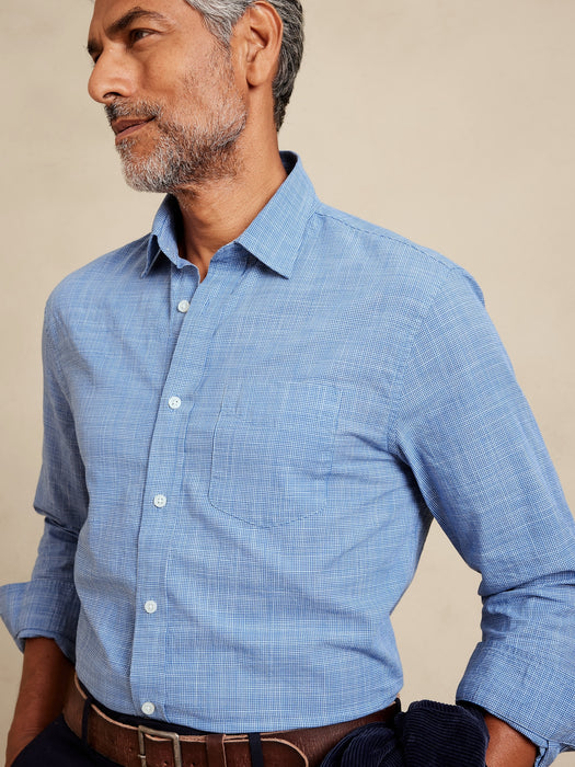 Untucked Plaid Shirt - Blue Plaid