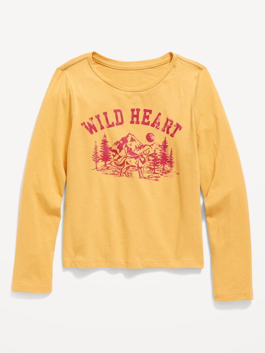 Long-Sleeve Graphic T-Shirt for Girls - Yellow