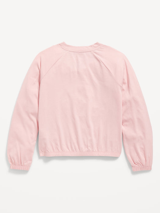 Long-Sleeve Cinched-Hem Graphic Top for Girls