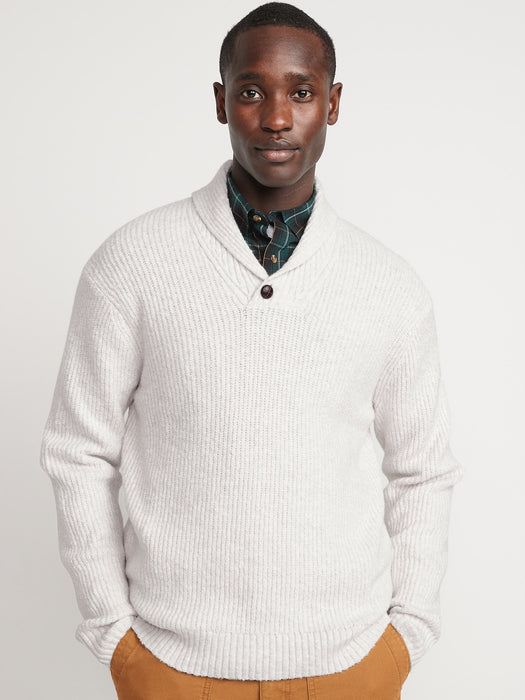 Textured-Knit Shawl-Collar Sweater for Men
