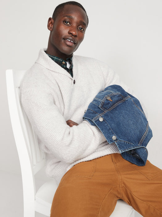 Textured-Knit Shawl-Collar Sweater for Men