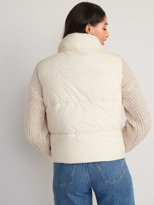 Water-Resistant Quilted Puffer Vest for Women