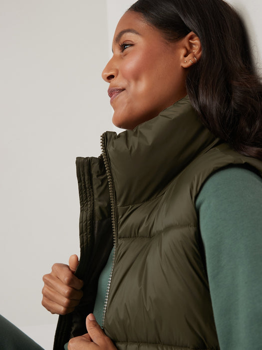 Water-Resistant Quilted Puffer Vest for Women - Green