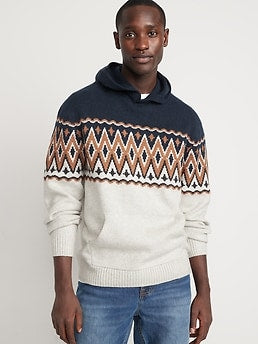 Patterned Pullover Sweater Hoodie for Men