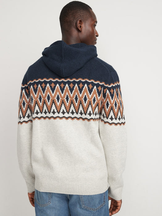 Patterned Pullover Sweater Hoodie for Men