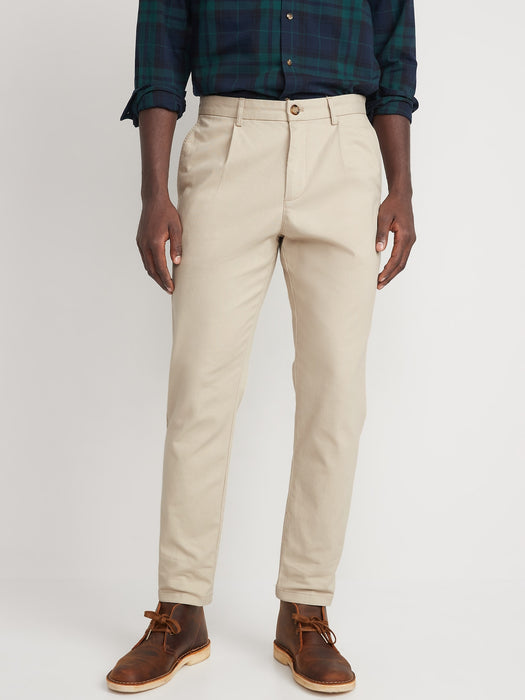 Loose Taper Built-In Flex Rotation Pleated Ankle-Length Chino Pants for Men