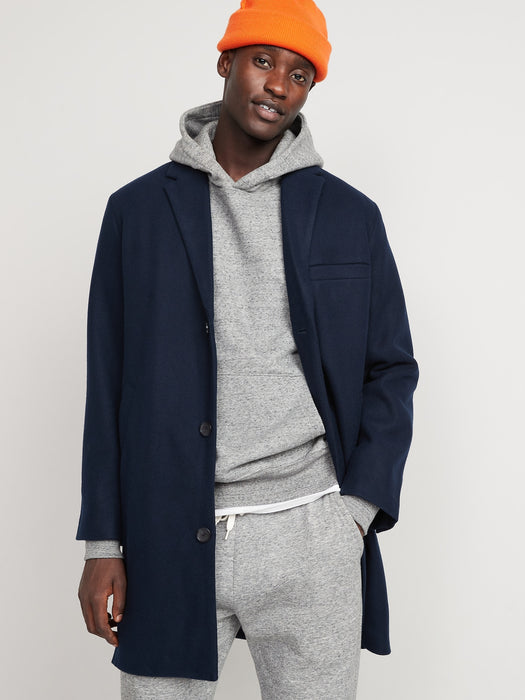 Soft-Brushed Button-Front Topcoat for Men
