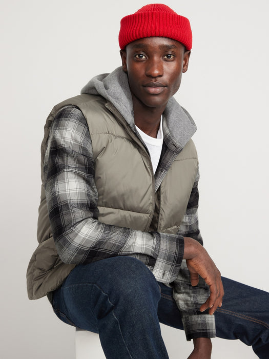 Hooded Soft-Brushed Flannel Shirt for Men - Multi