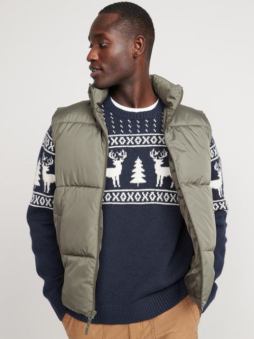 Frost-Free Water-Resistant Zip-Front Puffer Vest for Men