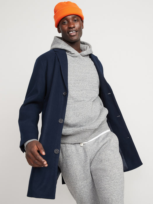 Soft-Brushed Button-Front Topcoat for Men