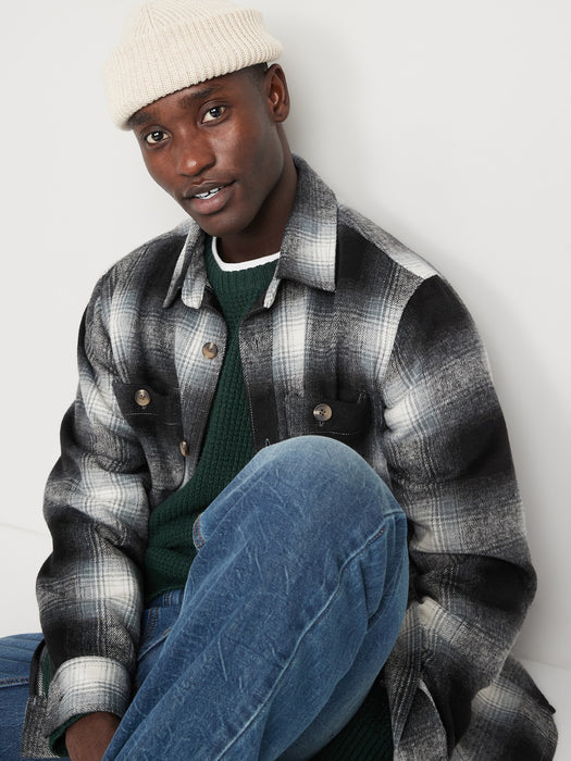 Soft-Brushed Plaid Shacket for Men