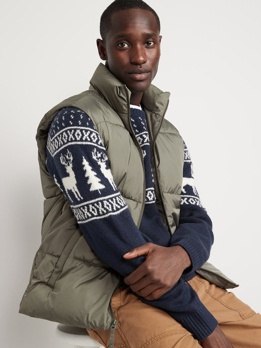 Frost-Free Water-Resistant Zip-Front Puffer Vest for Men